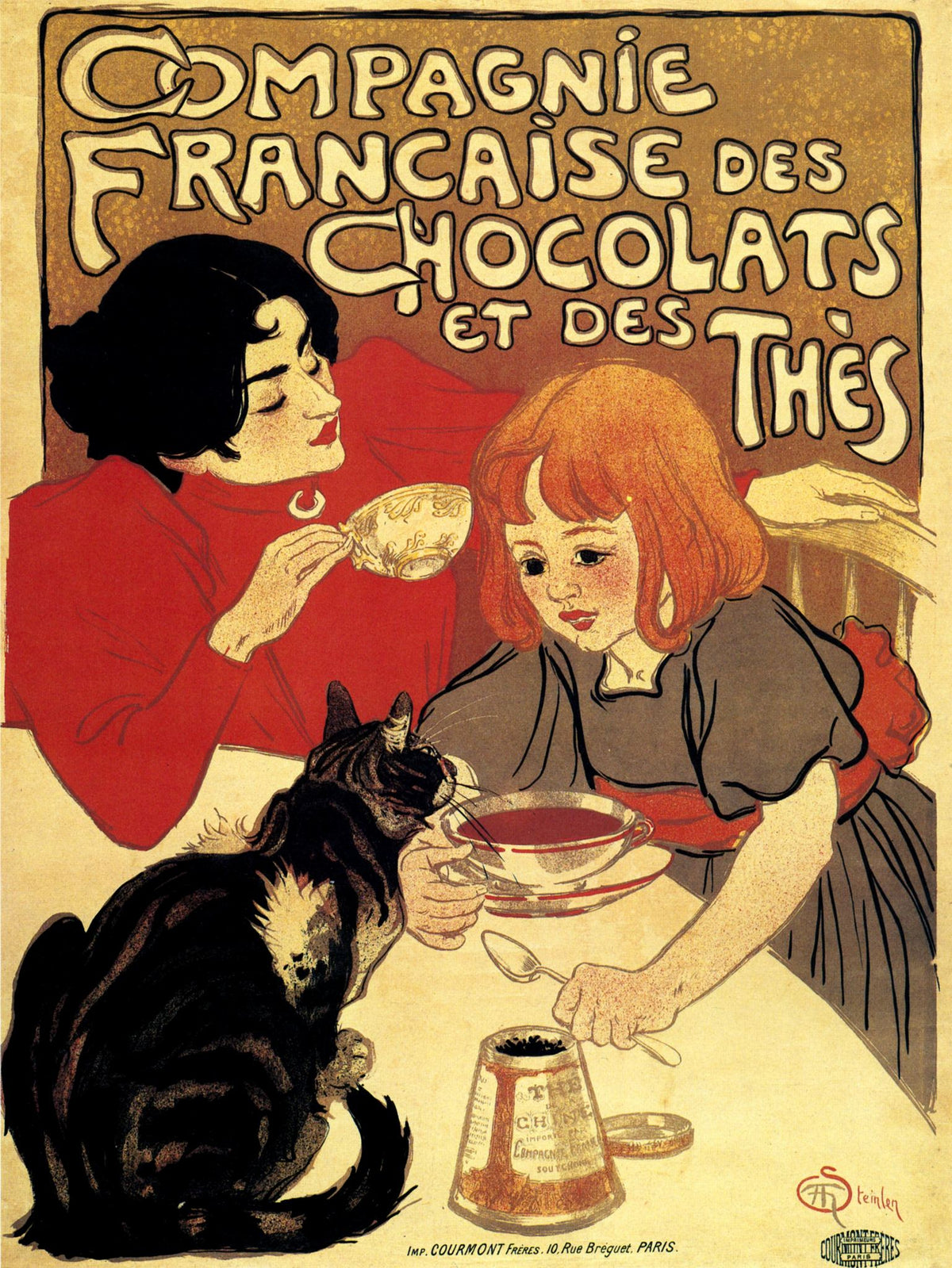 Compagnie Francaise Des Chocolats Et Des Thes – Théophile Steinlen, 1895, framed