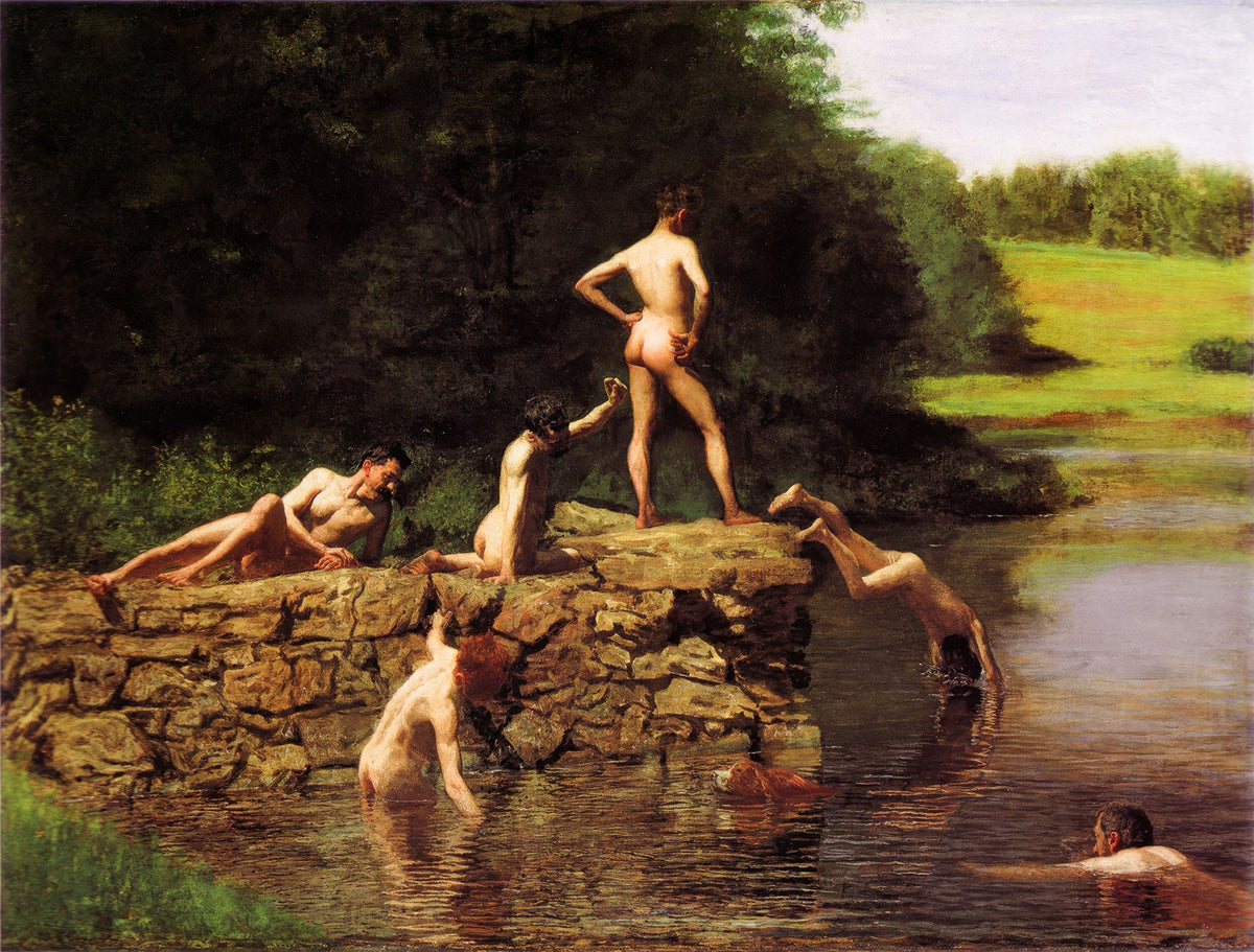 The Swimming Hole – Thomas Eakins, 1884–1885, framed