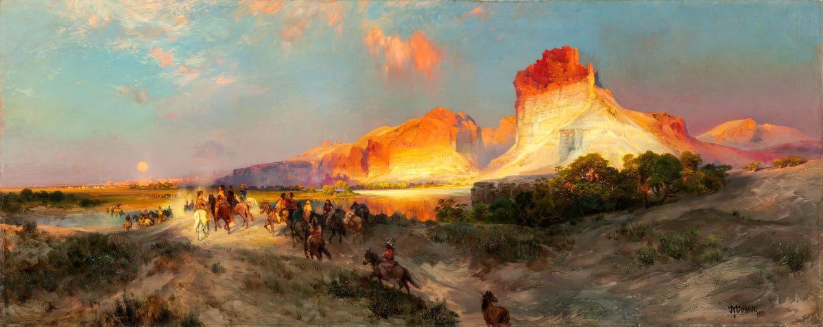 Green River Cliffs, Wyoming – Thomas Moran, 1881, framed