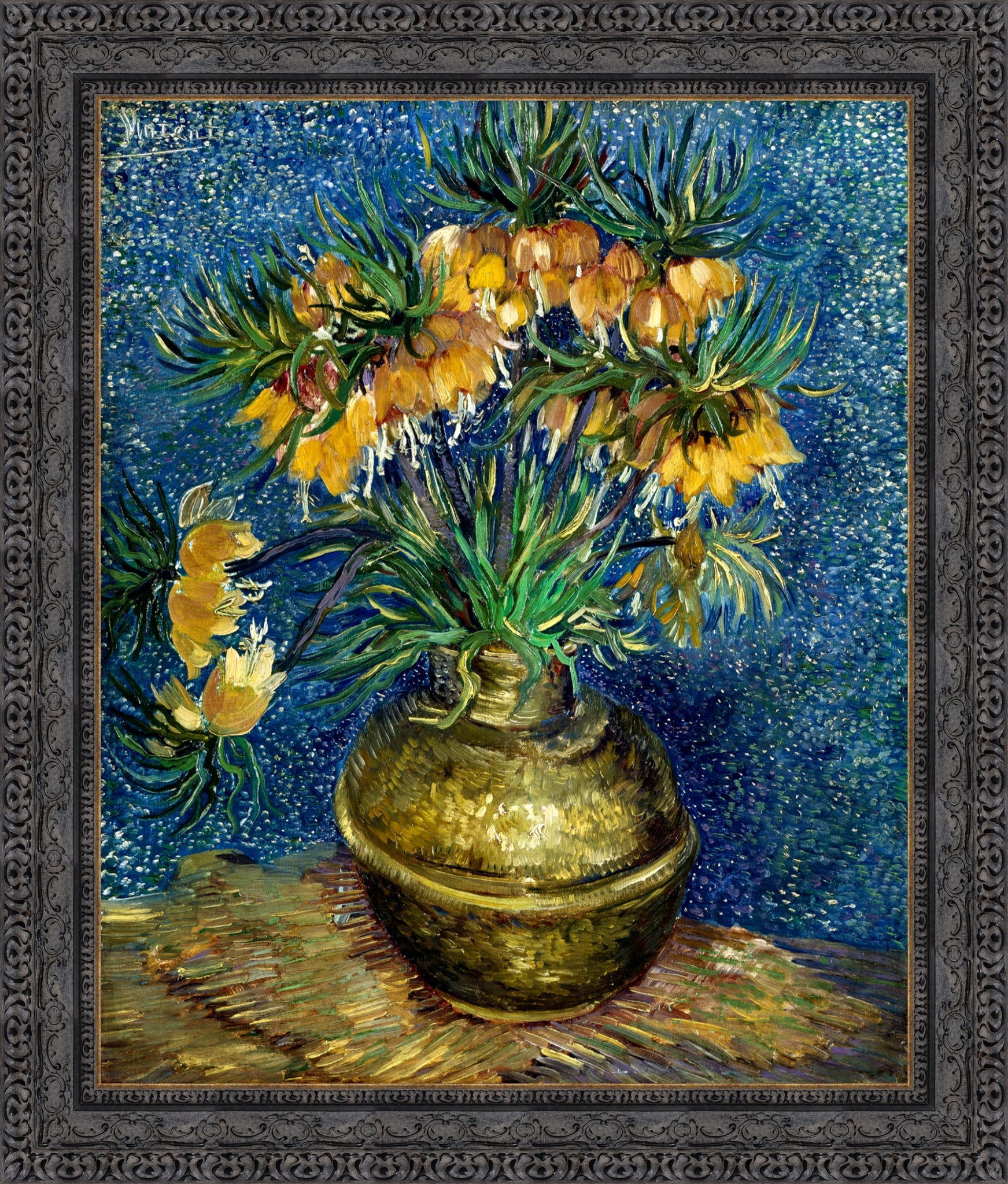Imperial Fritillaries in a Copper Vase