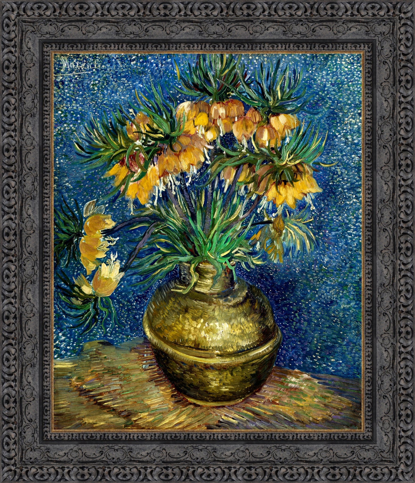 Imperial Fritillaries in a Copper Vase
