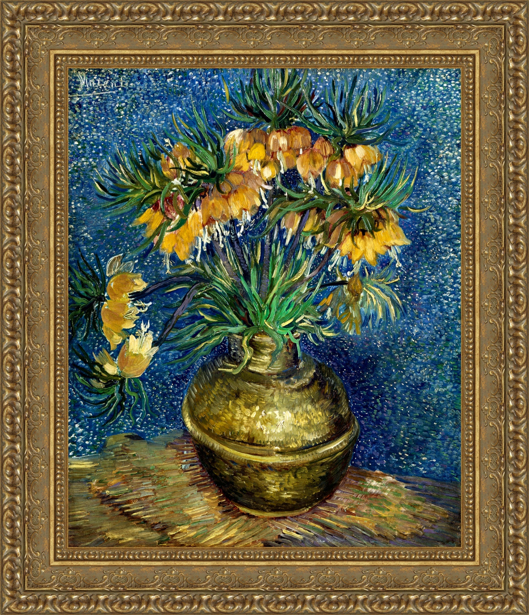 Imperial Fritillaries in a Copper Vase