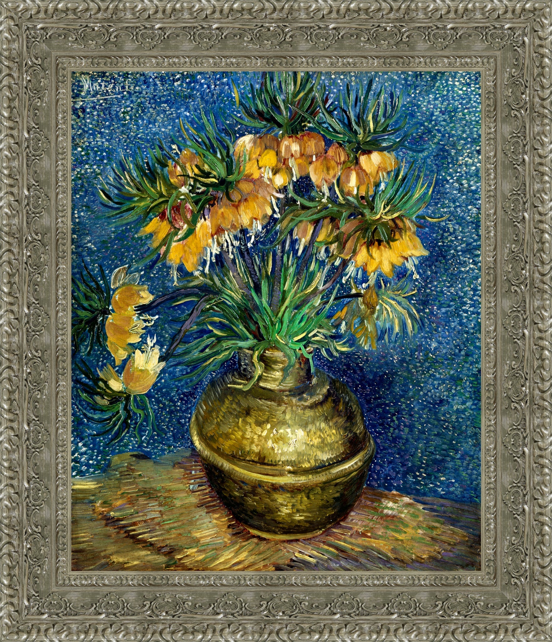 Imperial Fritillaries in a Copper Vase