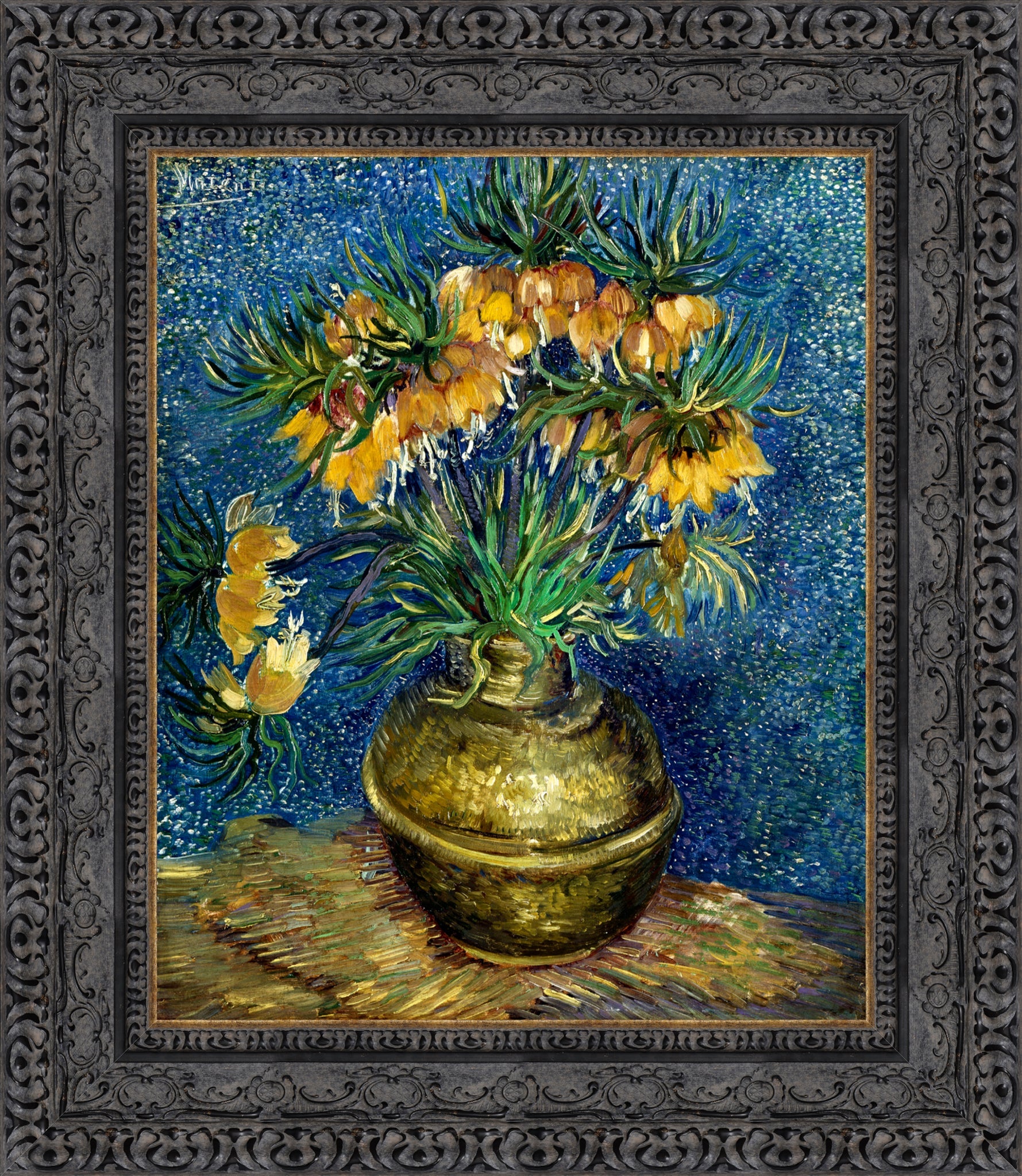 Imperial Fritillaries in a Copper Vase