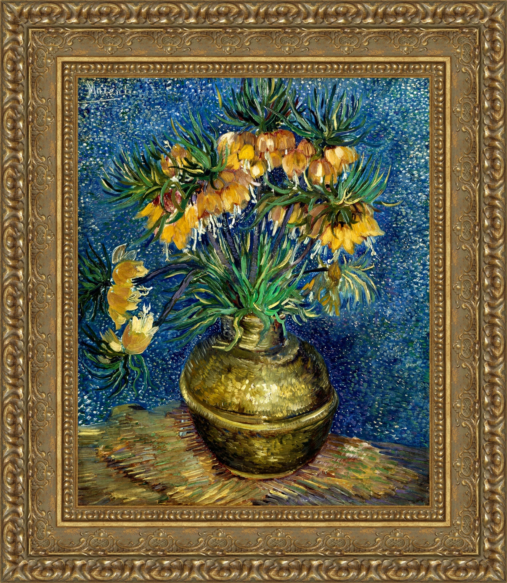 Imperial Fritillaries in a Copper Vase