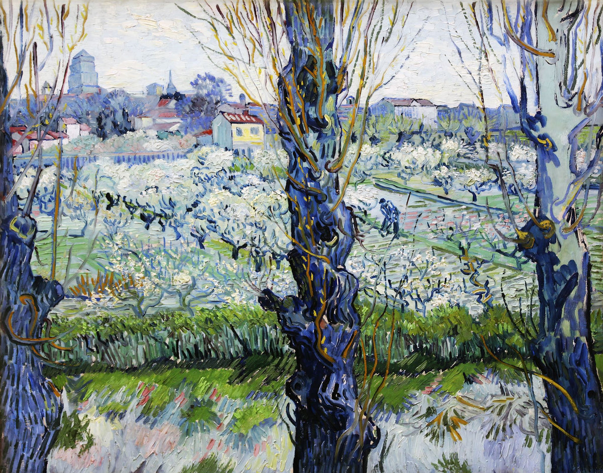 View of Arles, Flowering Orchards – Vincent van Gogh, 1889, framed