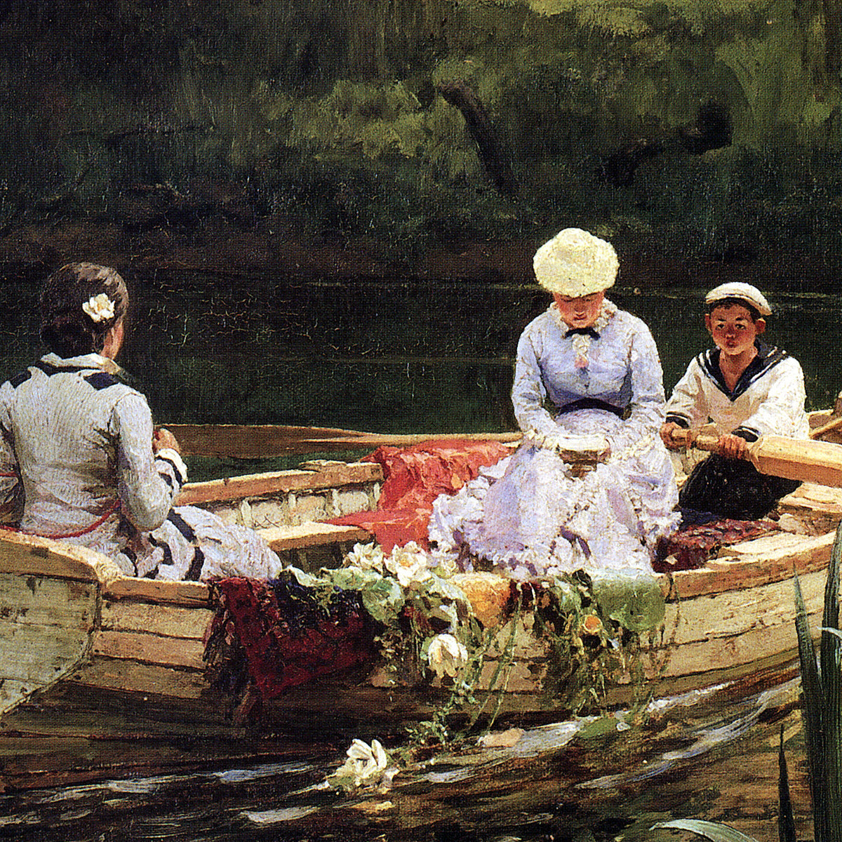 On the Boat at Abramtsevo – Vasily Polenov, 1880, print detail at full resolution