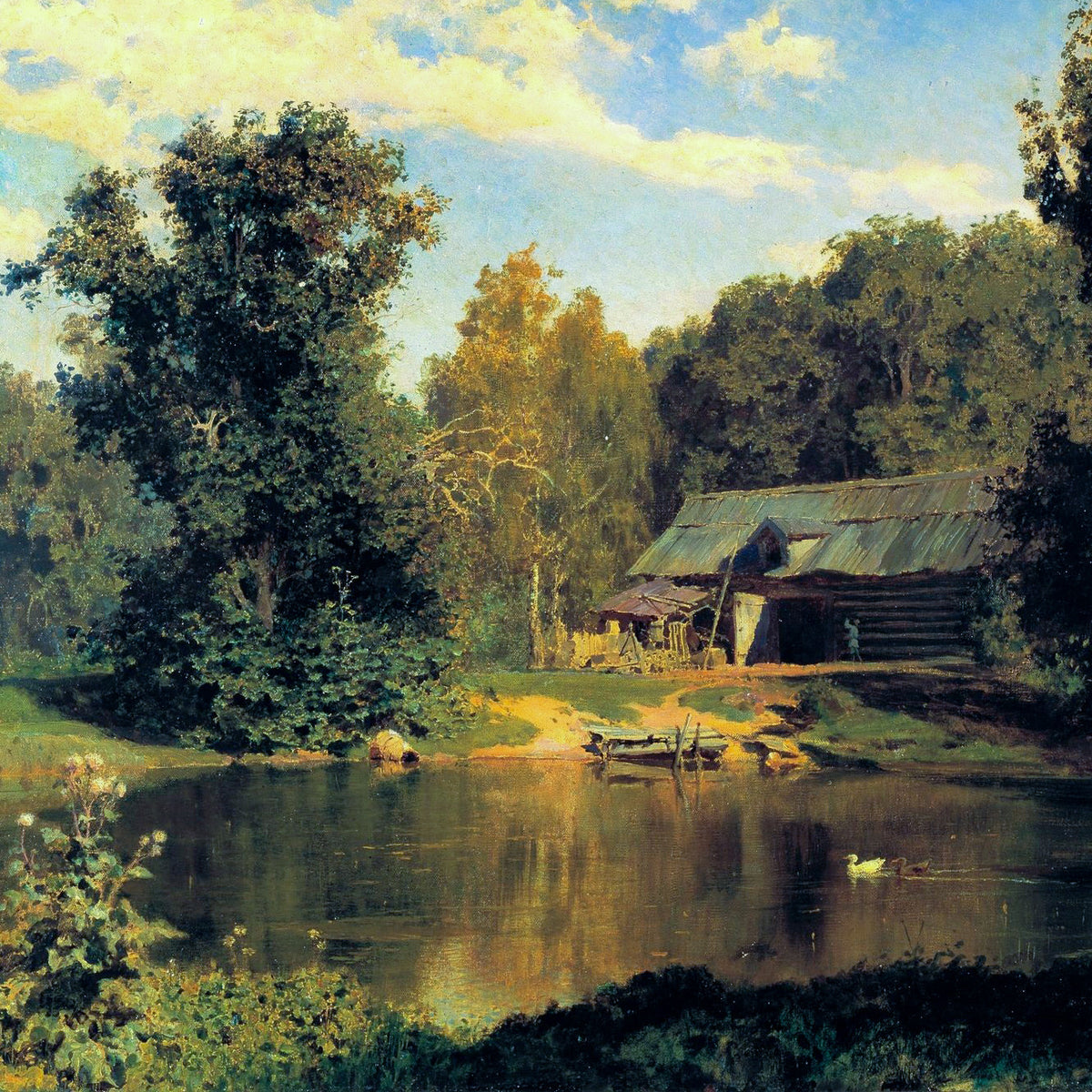 Pond at Abramtsevo – Vasily Polenov, 1883, print detail at full resolution