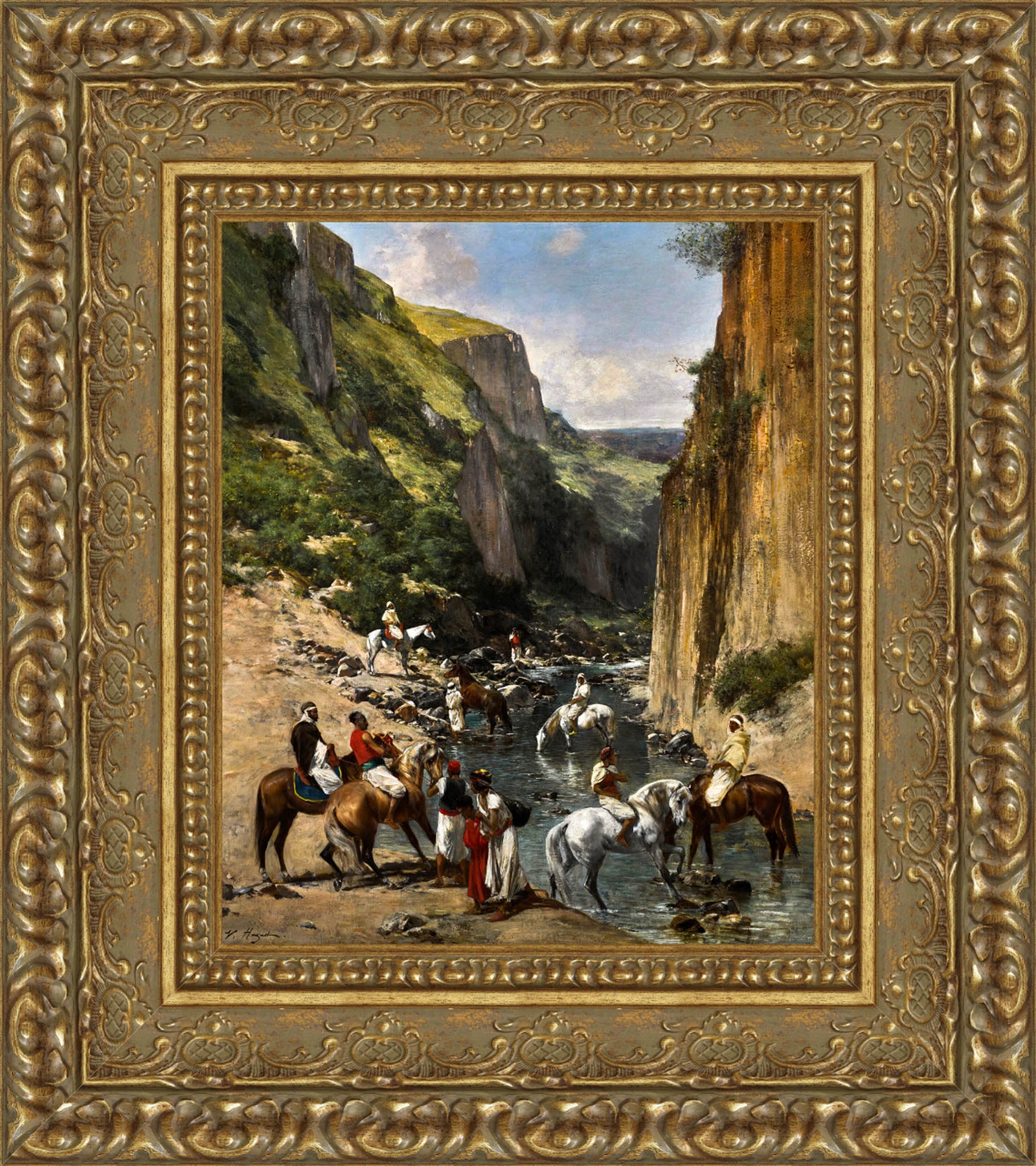 Riders In A Ravine – Victor Pierre Huguet, c. 1875