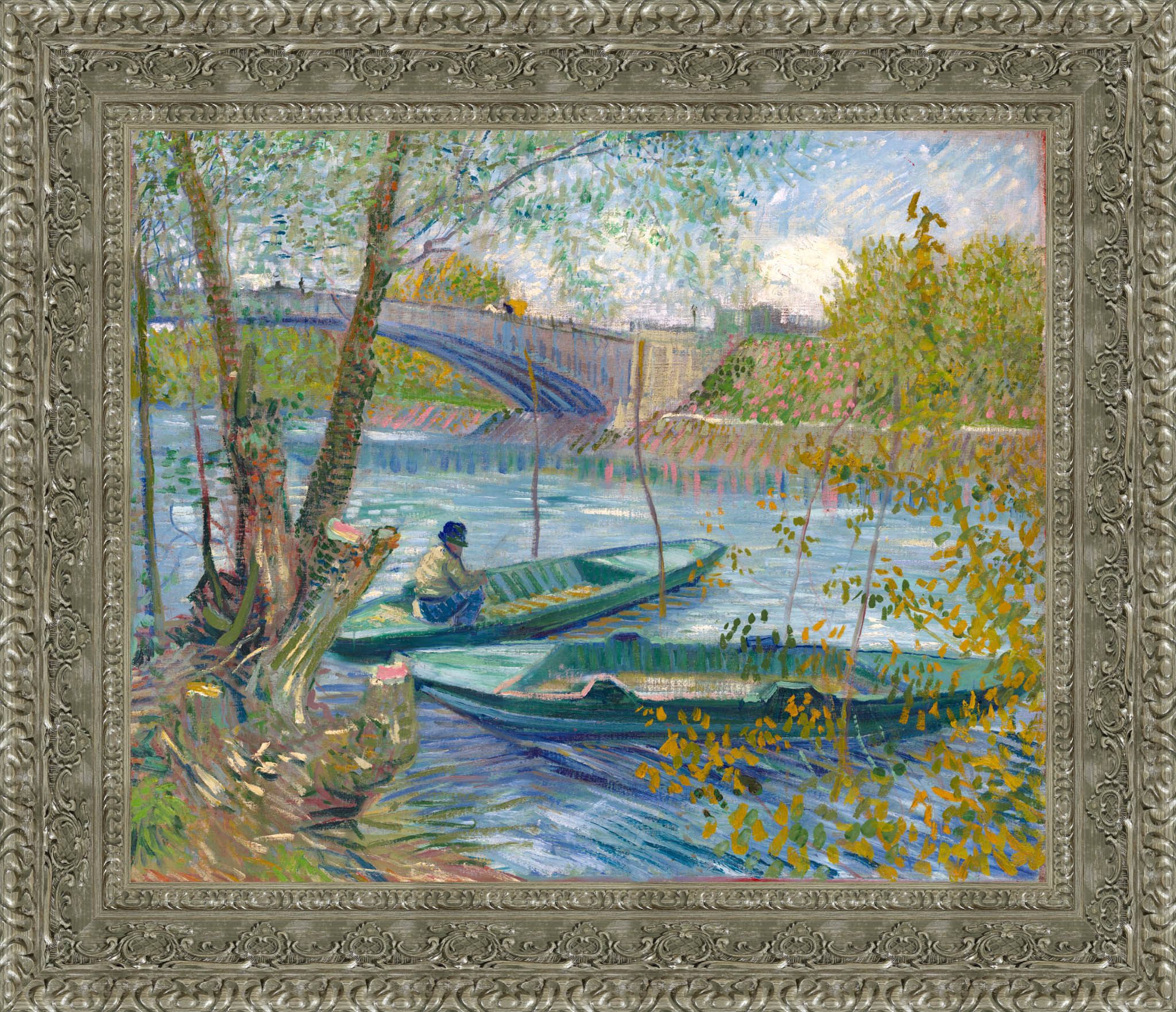 Fishing In Spring The Pont De Clichy Asnieres by Vincent van Gogh — Framed Giclee Canvas Print | Canvas Classics