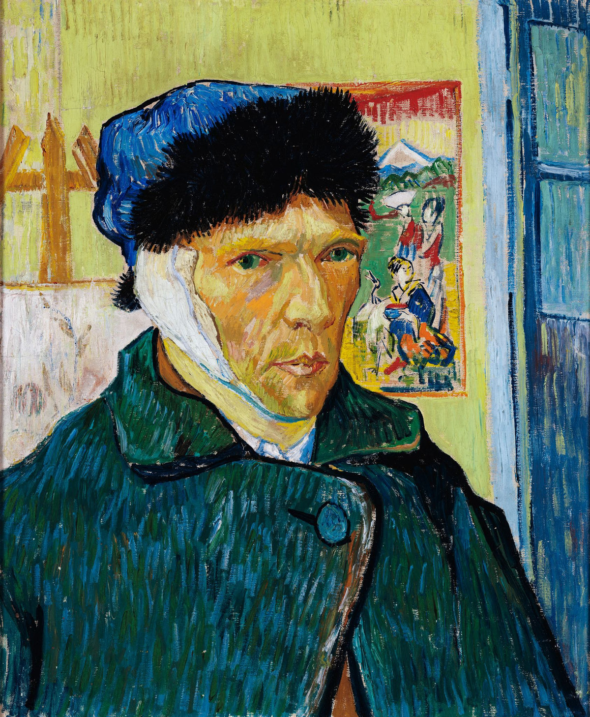 Self Portrait With Bandaged Ear – Vincent van Gogh, 1889, framed