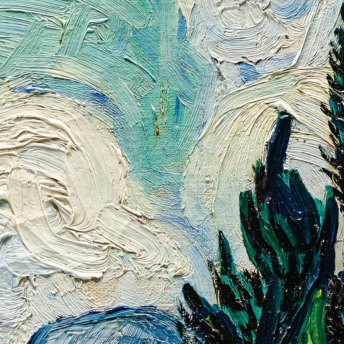 Wheat Field with Cypresses – Vincent van Gogh, 1889 (Met Version), print detail at full resolution