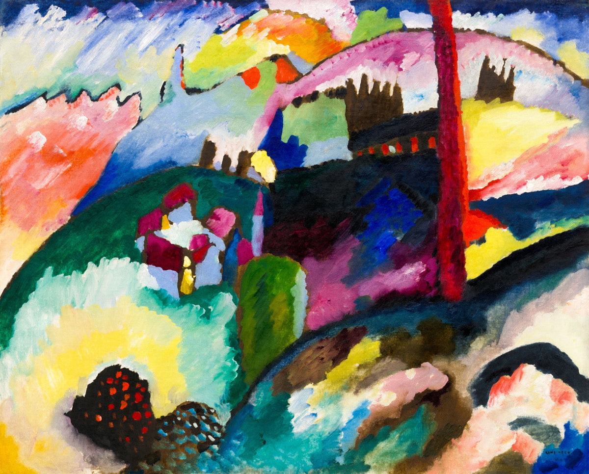 Landscape with Factory Chimney – Wassily Kandinsky, 1910, framed