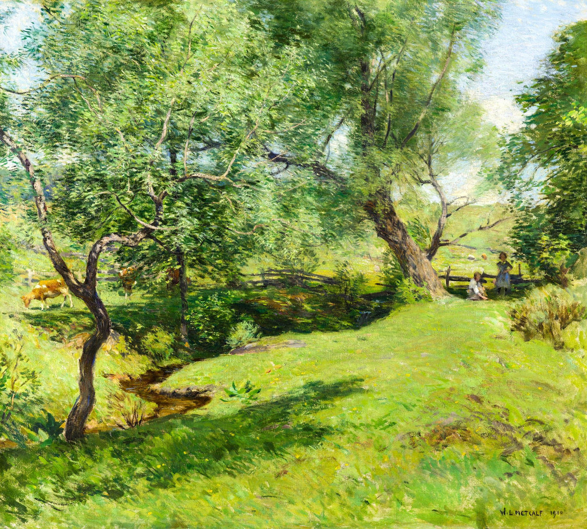 June Pastoral – Willard Metcalf, 1913, framed