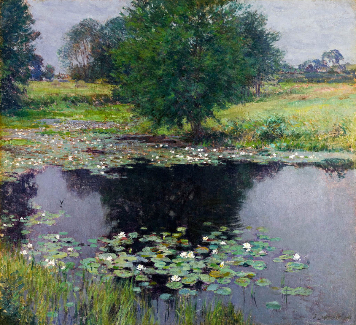 Pond Lilies – Willard Metcalf, c. 1906, framed