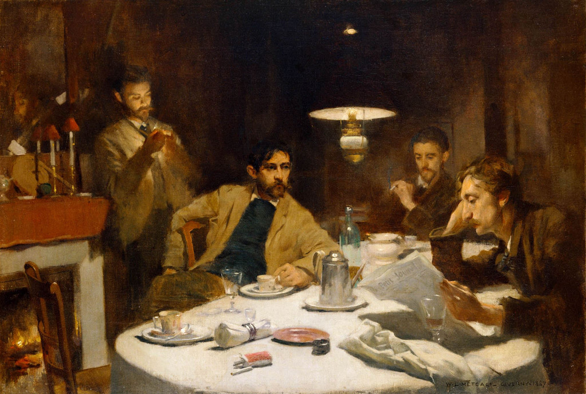 The Ten Cent Breakfast – Willard Leroy Metcalf, 1887, framed