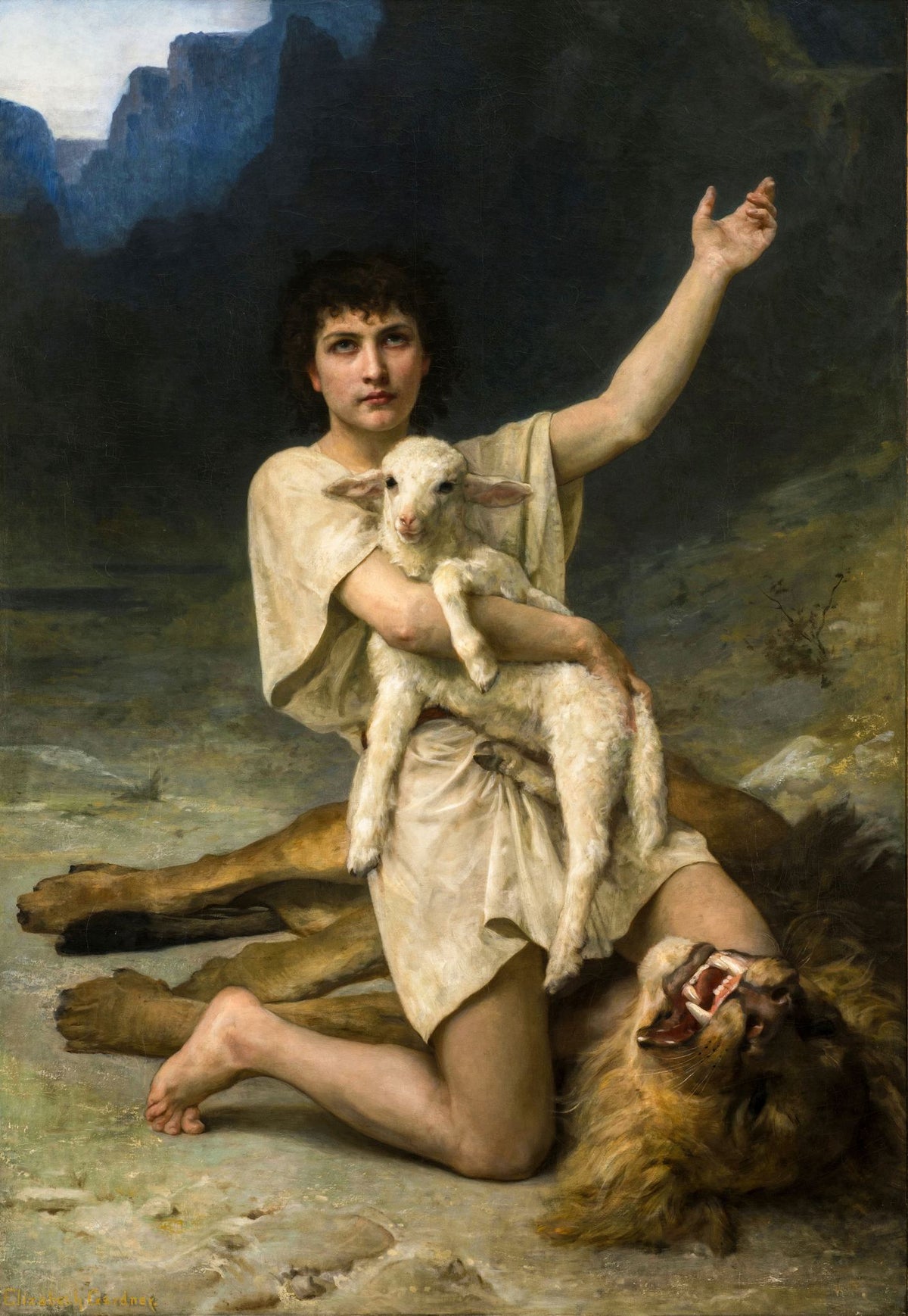 The Shepherd David – William-Adolphe Bouguereau, 1895, framed