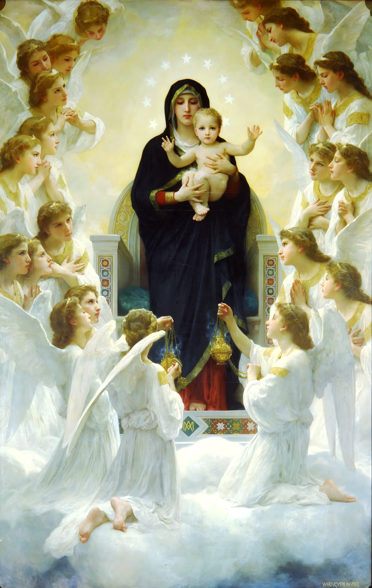 The Virgin with Angels by William-Adolphe Bouguereau — Framed Giclee Canvas Print | Canvas Classics