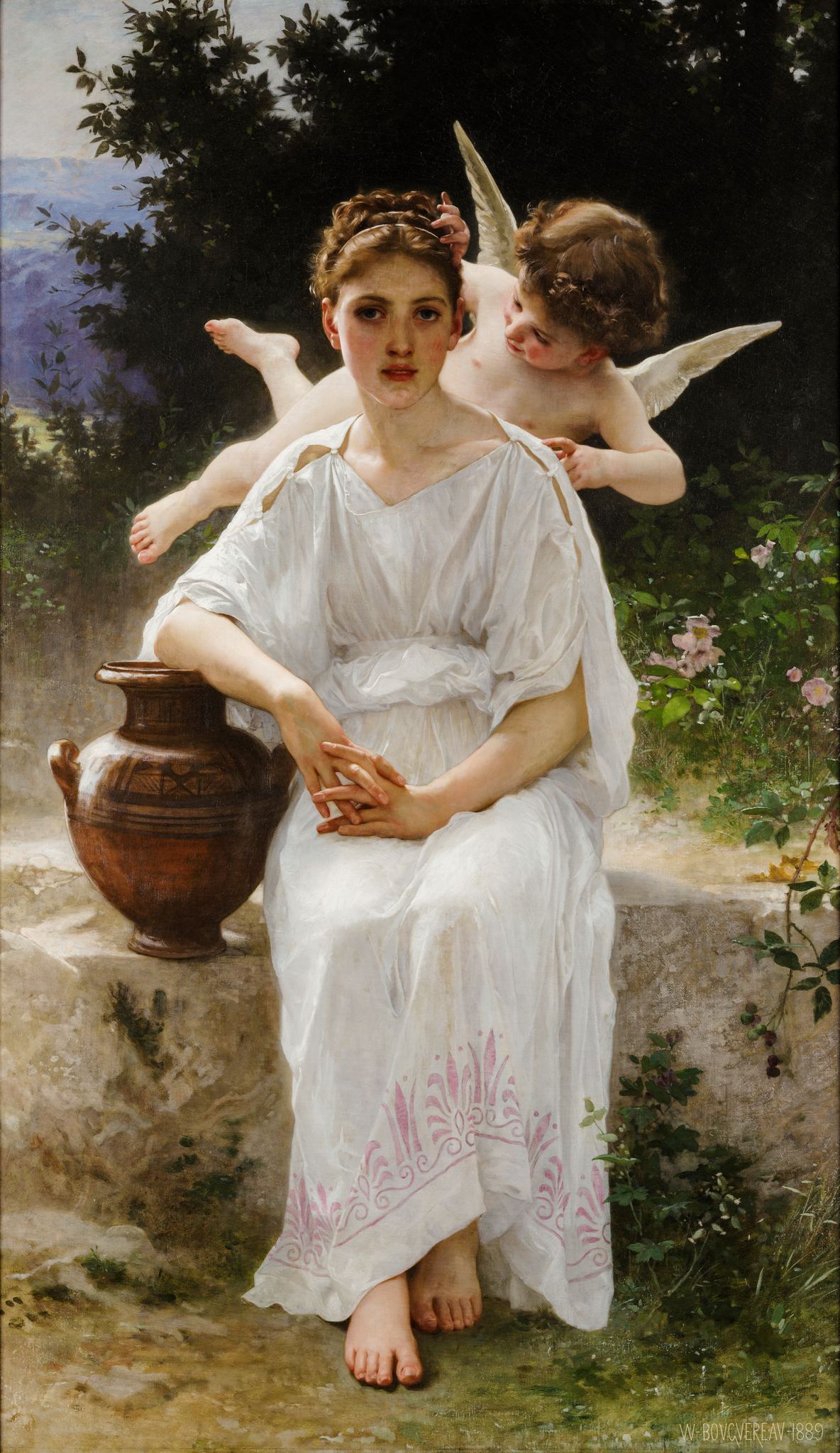 Whisperings of Love – William-Adolphe Bouguereau, 1889, framed