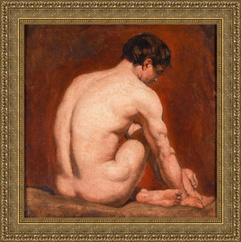 Male Nude Kneeling From the Back – William Etty, 1830