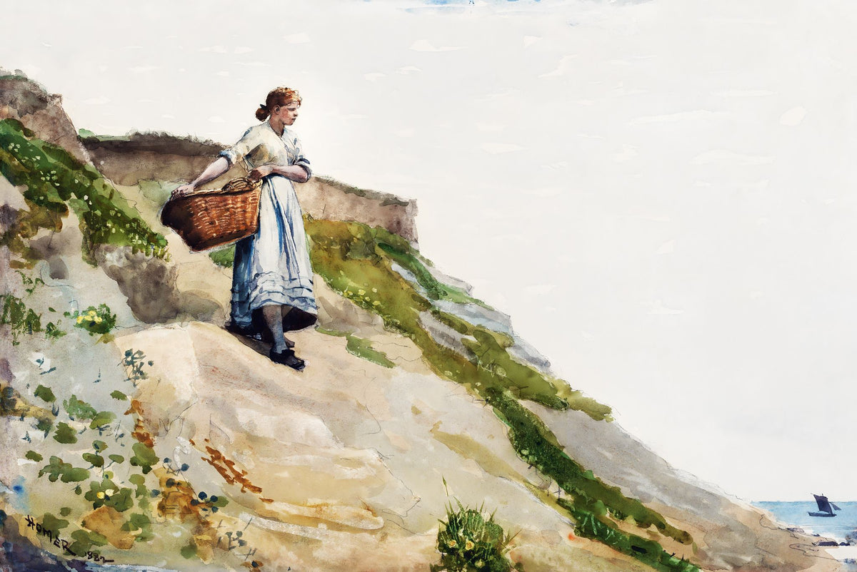 Girl Carrying a Basket – Winslow Homer, 1879, framed