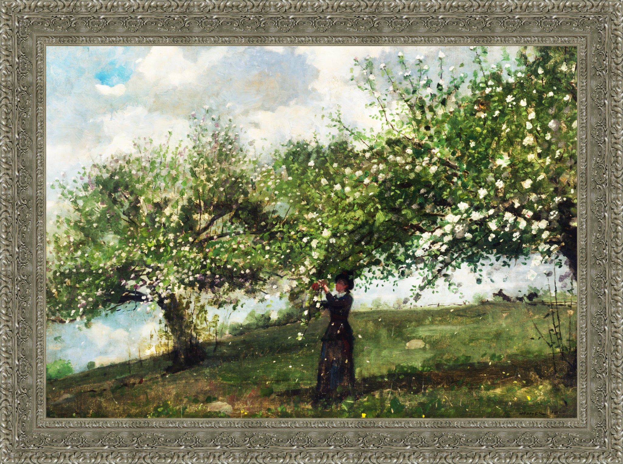Girl Picking Apple Blossoms