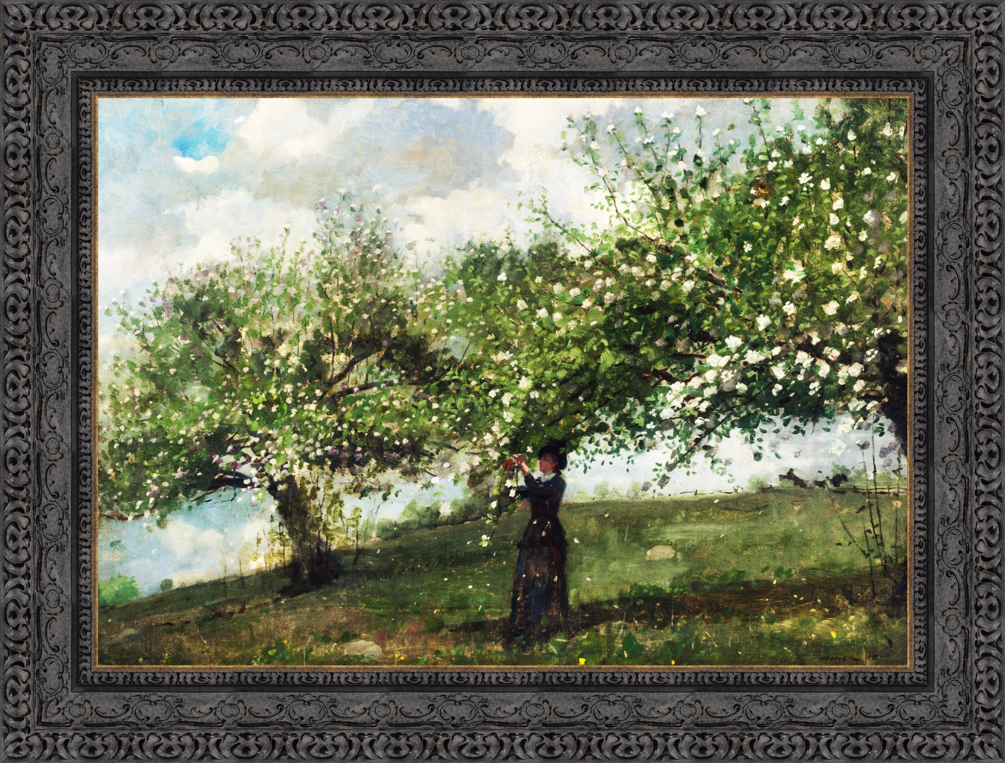 Girl Picking Apple Blossoms