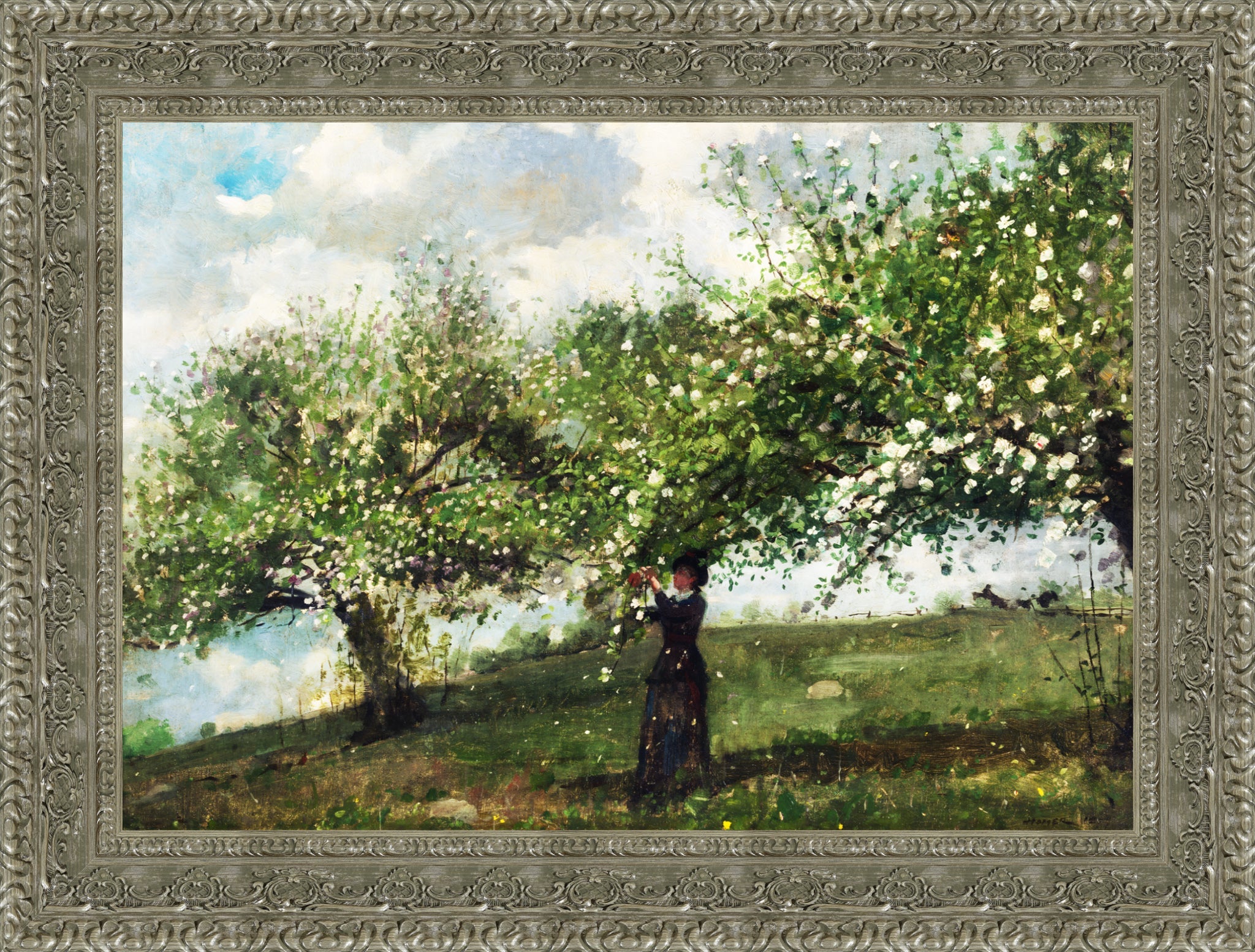 Girl Picking Apple Blossoms