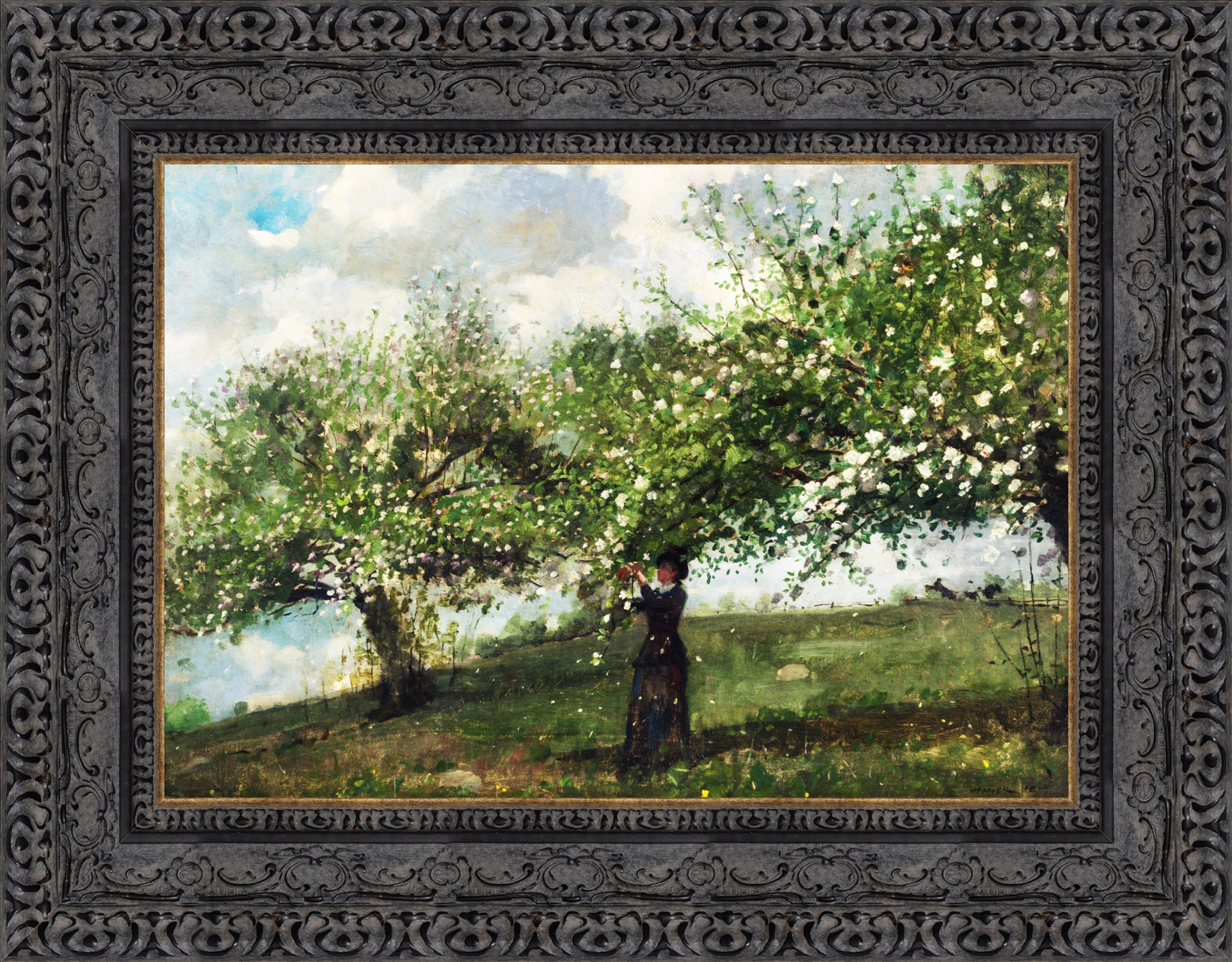 Girl Picking Apple Blossoms