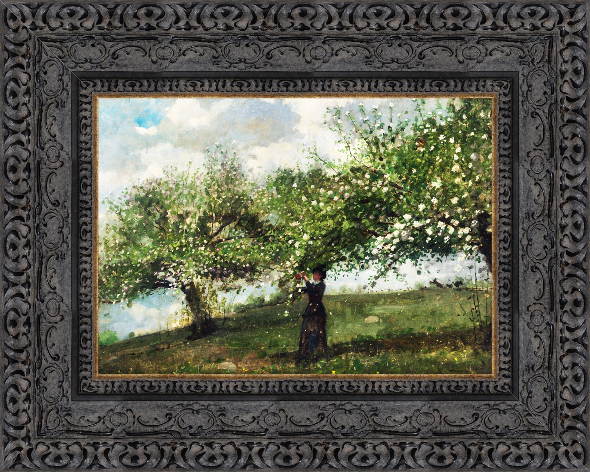 Girl Picking Apple Blossoms