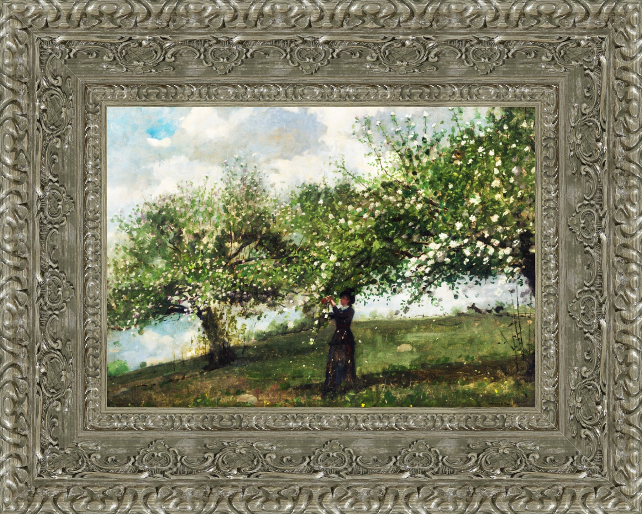 Girl Picking Apple Blossoms