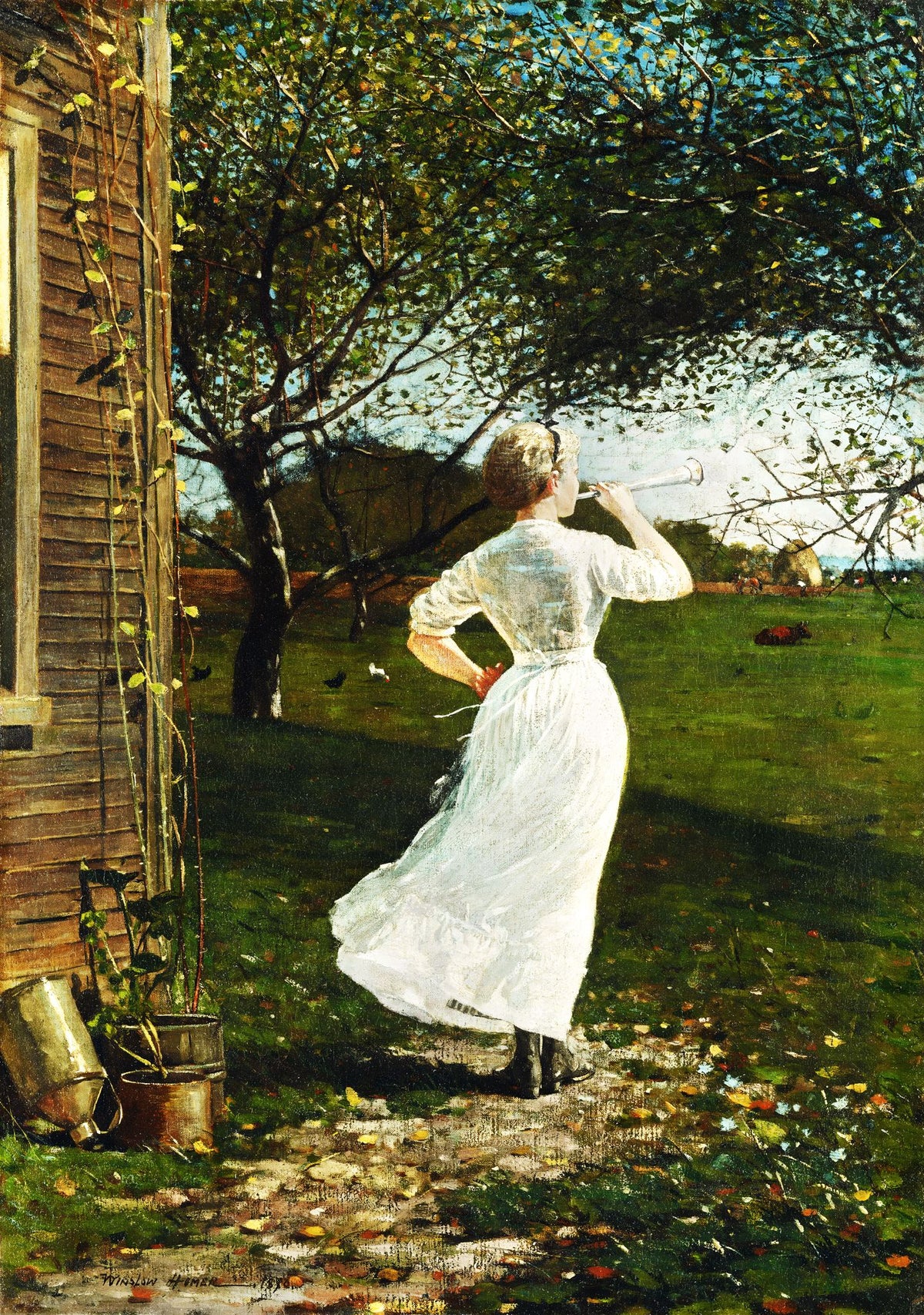 The Dinner Horn – Winslow Homer, 1870, framed