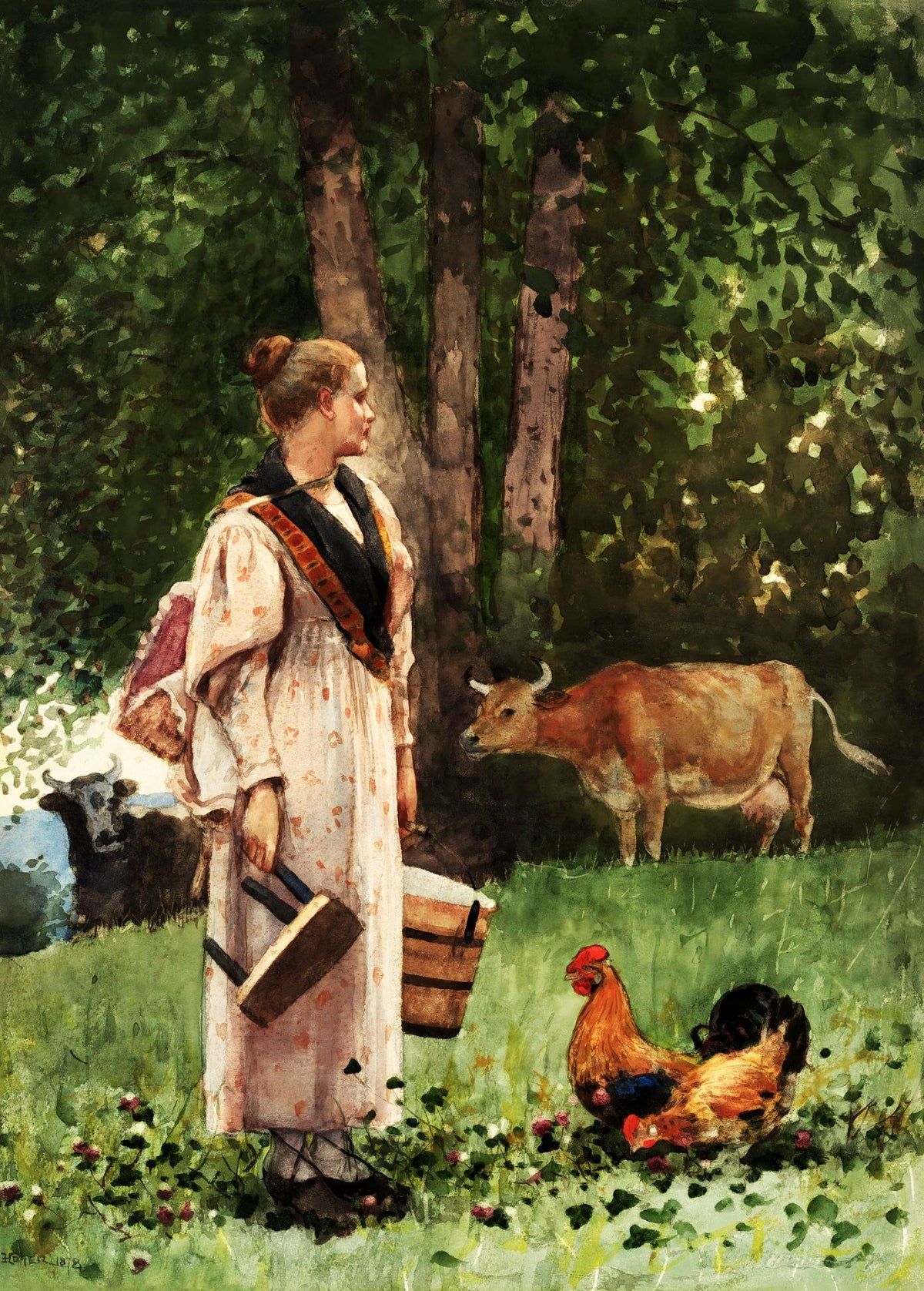 The Milk Maid – Winslow Homer, 1878, framed