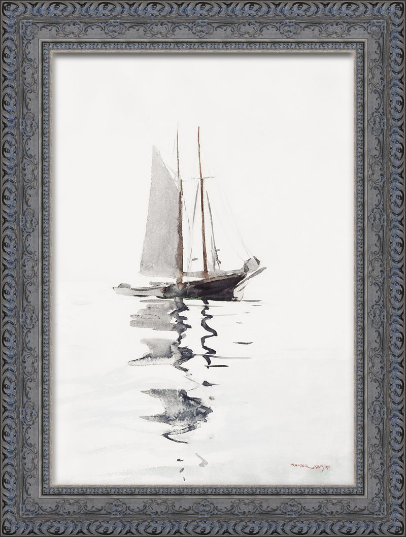 Two-Masted Schooner with Dory – Winslow Homer, c. 1880s